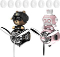 2Pcs Car Air Fresheners, Cute Bear Pilot Automotive Air Outlet Creative Car Perfume Diffuser, Automotive Accessories Air Vent Decoration with 8 Fragrant Tablets (Black 1+Pink 1)