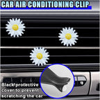 3PCS Daisy Flower Car Dashboard Air Vent Trim Clip, Cute Daisy Air Conditioner Outlet Clip Car Charm for Women, Car Air Vent Clip Auto Interior Decoration for Girls Present (White)