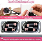 4PCS Bow Car Air Freshener Clips, Cute Girly Bow Car Air Vent Clip, Car Decor Accessories Interior Aesthetic Decorations Charm Stuff for Women Gir (Pink, 1.69in)