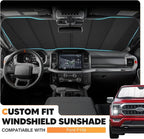 KUST Windshield Sun Shade for Ford F150 2021-2025 2026 Foldable Thicken Window Sunshade UV Protection Keep Cool Sunshield Easy Install Sun Visor Accessories Aluminum Film