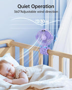 SWEETFULL Portable Stroller Fan with LED Display, 4 Speed Rechargeable Mini Clip On Fan, 360° Rotate Flexible Tripod Better Cooling Small Baby Fan for Car Seat Crib Travel Bike Treadmill (Purple)
