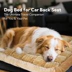 Soulbond Dog Bed for Car Back Seat Soft Plush Backseat Pet Bed Mat Non-Slip Travel Pet Mat, Fuzzy Plaid Dog Seat Cover, Fit for Backseat Extenders and Trucks SUVs (Light Brown, 54" x 24.8")