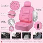 CAR PASS Pink Leather Seat Covers Full Set Universal Water Resistant 3D Foam Back Support, Luxury Comfort Automotive 5 Seat Covers for Women All Season Fit SUV,Sedan,Van, Airbag Compatible Pink