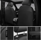 CAR PASS 3D Foam PU Leather Car Seat Covers, Universal Seat Covers Full Sets for Trucks SUV Sedan Automotive Seat Covers Armrest Airbag Compatible Waterproof Comfortable Faux Nappa Leather Pure Black
