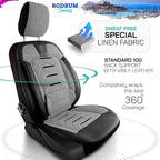 Premium Car Seat Covers Front Seat - Linen Car Seat Cover for SUV, Cars, Most Pickups, Grey-Black, Car Seat Protector, Car Seat Covers Front Seats, Car Seat Protector