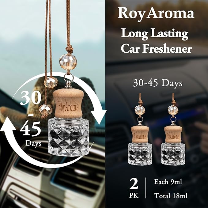 2 Pack Hanging Car Air Freshener | Long Lasting 30-45 Days Natural Fragrance Oil Diffuser for Car, Home, Office | Odor Eliminator & Easy to Use | Pink Champagne