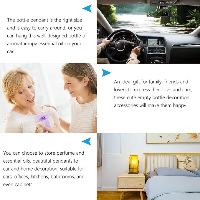 Car Diffuser Bottle Set 8ml– 30pcs Diamond Shaped Hanging Car Oil Diffusers, Refillable Glass Air Freshener Bottles for Essential Oils, Closet & Car Use