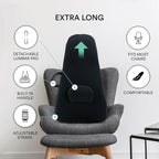 ObusForme Highback Backrest Support - Extra Tall Padded Seat Cushion and Lumbar Support Pillow, Portable Posture Support with Soft and Durable Foam