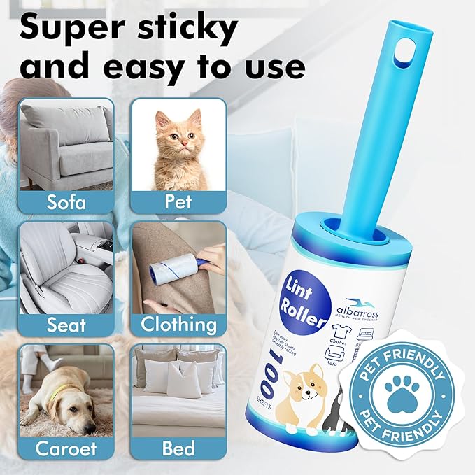 Lint Rollers for Pet Hair Extra Sticky, 600 Sheets Mega Value Set Lint Rollers for Pet Hair Removal, Dog and Cat Lint Remover for Clothes, Furniture, Carpet