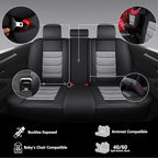 Full Coverage Faux Leather Car Seat Covers Full Set,Automotive Seat Covers for Cars,SUVs Pick-up Truck, Car Seat Cushion, Black and Grey Seat Covers for 5 Seats
