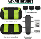 FH Group Automotive Car Seat Covers Rear Set Premium 3D Air Mesh Seat Covers, Airbag Compatible and Split Bench Cover Universal Fit Interior Accessories for Cars Trucks and SUVs - Green