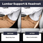 Coverado Lumbar Support and Headrest Pillow for Car, Memory Foam Ergonomic Head Neck Support Pillow for Driving Seat, Back Support and Pain Relief, Seat Cushion for Car, Driver, Office