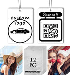 12/24/48/72/96Pcs Custom Logo Air Fresheners for Car Bulk, Wholesale Custom Double-Sided Car Air Fresheners with Photo Text Logo, Christmas Decoration Gifts (12 Rectangle)