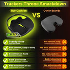 Medium Truck Seat Cushion for Truck Driver Seat Cushion - Upgraded Back Support, CertiPUR-US® Certified - Thick Memory Foam, Pain Relief for Hours of Driving, Trucker Approved Big Rig - Black
