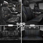 CAR PASS 3D Foam PU Leather Car Seat Covers Full Set,Luxury Breathable Faux Leather Seat Covers for Car,Anti Slip Universal Fit for SUVs Vans Sedan Truck Auto,Armrest Airbag Compatible,Black and Blue