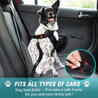 COOYOO Dog Seat Belt,3 Piece Set Retractable Dog Car Harness Adjustable for Vehicle Nylon Pet Safety Heavy Duty & Elastic