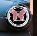 Dotesy 2 Pack Bling Bling Butterfly Air Vent Clips Crystal Butterfly Car Air Fresheners Vent Clips Diamond Cute Car Interior Decor for Women (Pink)