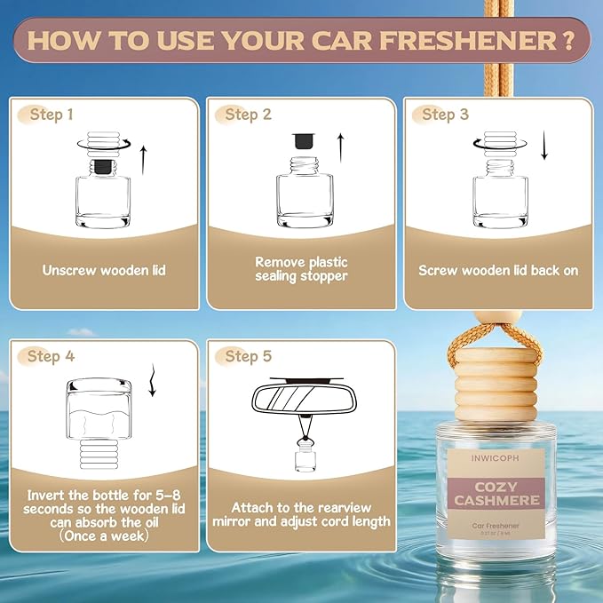 Car Air Freshener Diffuser Hanging, Cozy Cashmere Fragrance Oil