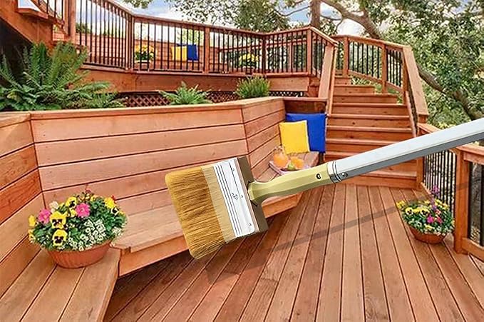 4 Inch Wide Paint Brush Soft Thick Household Bristle Utility Staining Brushes for Deck Railing Fence Siding Interior Exterior Painting, Dusting, Masonry, Wood Stain Block Brush by Magimate
