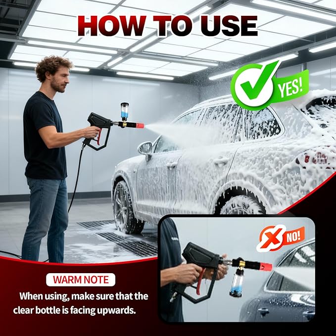 Foam Cannon for Pressure Washer with 1/4'' Quick Connector, Power Washer Soap Cannon with Adjustable Nozzle, Compatible with Most Pressure Washer, 4500 PSI