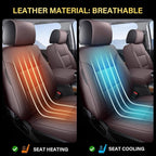 Coverado Silverado Seat Covers Full Set, Faux Leather Car Seat Covers Fit for Chevy Silverado GMC Sierra 2007-2013 & 2019-2026 1500, 2020-2026 2500HD 3500HD Crew Double Extended Cab(Brown)