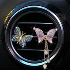 Blue and Pink Butterfly Air Vent Clip Accessories Air Conditioning Outlet Clip Car Air Freshener Dashboard Accessories Charm Car Inter Decor Cute Interior Accessories for Women (2 Pcs)
