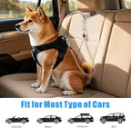 Idepet Dog Seat Belt for Car, 2 Pcs Stainless Steel Chew Proof Dog Seatbelt 3 in 1 Harness for Safety Heavy Duty Pet Seat Belt for Medium & Large Dogs Grey