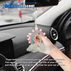 Boho Macrame Rainbow Car Charm, Handmade Car Rear View Mirror Charm, Car Air Freshener Decoration Pendant, Car Mirror Hanging Accessories, Essential Oil Diffuser for Car Interior (Style Three)