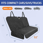 Back Seat Cover for Compact Cars/SUVs Rear Split Bench - 900D Oxford Waterproof Non-Slip Car Seat Protector for Messy Kids & Drooling Dogs, Easy Clean(Black)