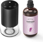 Waterless Essential Oil Diffuser 100ML Large Capacity Battery Operated Cordless Aromatherapy Diffuser with Timing & 3 Mist Levels car Diffuser 7 Colour Led Lights (Black-Set)