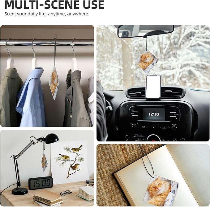 Personalized Car Air Fresheners Hanging Design with Picture Logo Name, Double-Sided Customized Gift for Men Women, Square