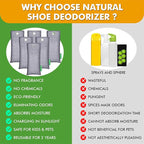 Activated Charcoal Odor Absorber for Strong Odor, Natural Shoe Deodorizer. Sneaker Odor Eliminator, 2 Pack Bamboo Charcoal Air Purifying Bags, Odor Remover Moisture Absorbers for Shoes