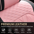 FLORICH Automotive Seat Covers Leather Pink Seat Covers for Cars Front Seats Waterproof Car Seat Cushion Interior Covers Protector Vehicle Seat Cover Universal Fit for Most Car Truck SUV, Black&Pink