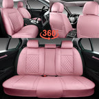 Auto Car Seat Covers Full Set Leather Cushion Protector Breathable Waterproof Seat Cover for Cars Universal Fit (Pink, Full Set Without Headrest)