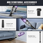 Handheld Vacuum Cordless – Car Vac Portable with 8KPA & Multi Accessories & Low Noise, Lightweight Hand Held Vacuum Cordless Rechargeable for Car/Home/Dust/Pet Hair, Mine Portable Vacuum