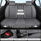 WELLDO Car Seat Covers Front Seats, Leather Seat Covers for Cars, Front Car Seat Protector Waterproof, Non-Slip Car Interior Covers Universal Automotive Seat Covers for Most Vehicle, Gray
