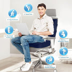 CloudBliss Seat Cushion,Office Chair Cushions,Car Seat Cushion,Lumbar Support Pillow for Office Chair,Back Support Memory Foam Pillow Coccyx Cushion for Tailbone Pain,Sciatica & Back Pain Relief -Blue