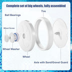 Pool Cleaner Large Wheel Replacement with Tire & Bearings, Compatible with Polaris 280 (Not for 360/380) Durable Pool Vacuum Wheel Replacement Parts
