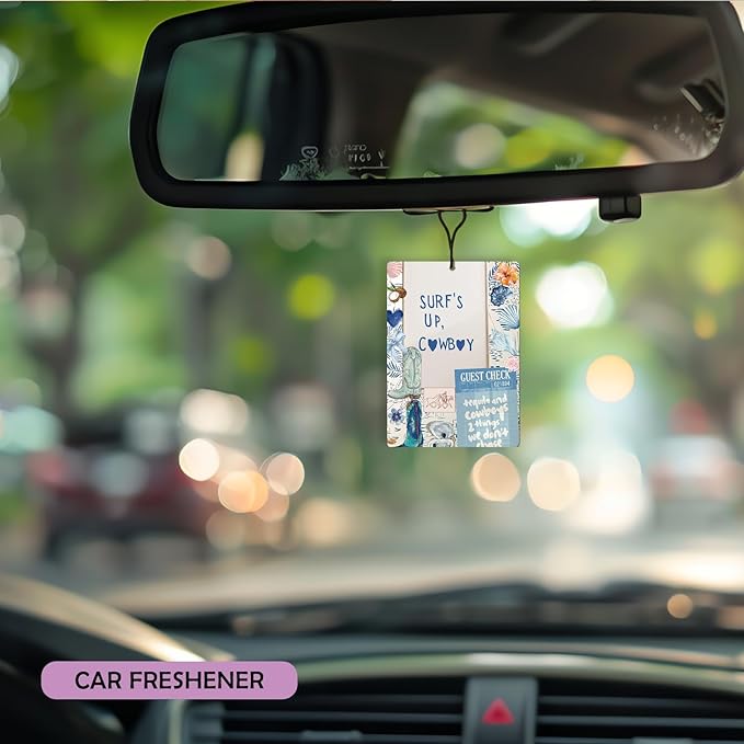 Blue Pink Coastal Beach Lavender Car Air Freshener 3 Pcs, East Coastal Seashell Cowgirl Cars Scents Air Freshener for Women Girls, Preppy Beach Car Accessories Interior Mirror Decor Hanging