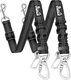 SlowTon Dog Seatbelt, 2 Pack Dog Seat Belt Car Leash Adjustable Elastic Bungee Buffer Heavy Duty Nylon Reflective Pet Safety Tether Connect to Dog Harness for Travel Riding in Vehicle (Daul Clip, B)