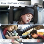 Yoocaa Adjustable Car Headrest Pillow, Road Pal Headrest, U-Shaped Travel Sleeping Pillow for Kids & Adults, Head Neck Support Only Suitable for Car Seat Headrest with Poles, Black