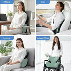 BEBAS Lumbar Support Pillow for Car, Ergonomic Memory Foam Back Cushion for Driving, Lower Back Support for Pain Relief, Lumbar Cushion for Car Seats, Office Chairs, Wheelchairs - Green