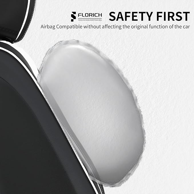 FLORICH Leather Cars Seat Covers Front Pair Seat Covers for Car Waterproof Automotive Seat Cover Vehicle Seat Interior Cushion Universal Fit for Most Car Truck SUV, Black&White