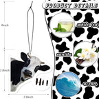 8 Pack Car Air Freshener Cattle Print Funny Cute Hanging Decorations Gift for Women Men, White Tea, Wild Bluebell, Vanilla, Ocean Scents, Black