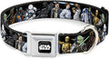 Star Wars Pet Collar, Dog Collar Metal Seatbelt Buckle, Star Wars Classic Character Poses Black, 15 to 24 Inches 1.0 Inch Wide