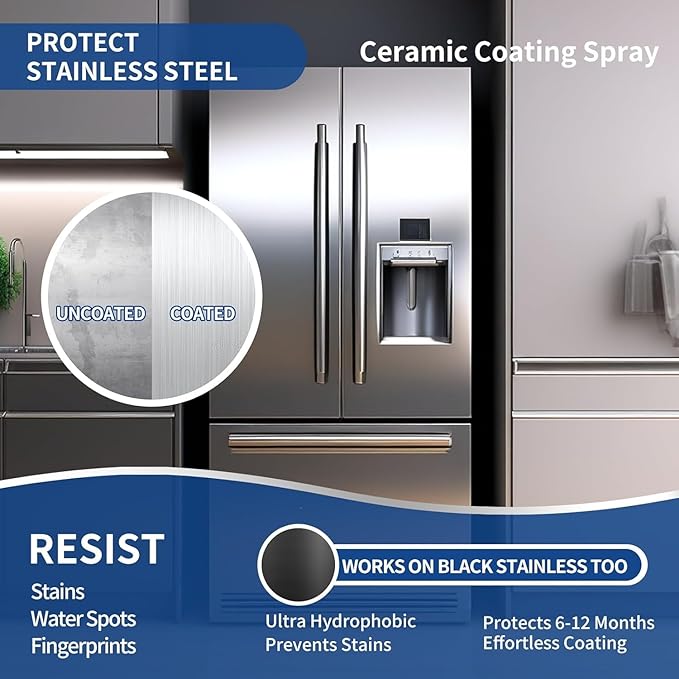 Home Ceramic Coating Spray Kit - Shine, Seal & Protect Kitchen & Bath Surfaces, High-Gloss, Repels Stains & Grime Effective - Great for Stainless Steel, Sinks, Countertops, Glass, and More -3PACK