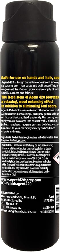 Agent 420 Odor Eliminator Aerosol Spray, Freedom, 3.5 oz — Tea Tree Oil Breaks Down Smoke at the Molecular Level