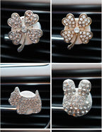 4 pcs Cute Car Vent Clips Car Air Fresheners Vents Clips Glistering Crystals Air Freshener Clip Charm Car Inter Decor Cute Accessories for Women Girls (Pink four-leaf clover air outlet)