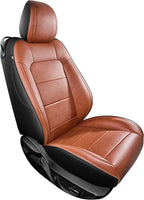 2 Pack Front Seat Cover for Ford Mustang Coupe Hardtop 2015-2026 (NOT FIT Convertible) Faux Leather Waterproof Seat Cover for Cars (Brown+Black-Front)