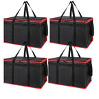 Bodaon 4-Pack Cooler Insulated Food Delivery Bag, Rideshare Delivery Bag, XXX-Large Thermal Bags for Catering/Hot Pizza, Travel/Camping Essentials/Picnic/Grocery Reusable Warmer Frozen, Black-Red Edge
